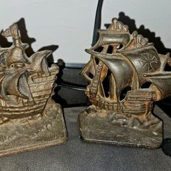 Vintage Brass Ship Bookends