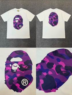 BAPE Purple Camo Ape Head Logo White T-Shirt – Streetwear Graphic Tee