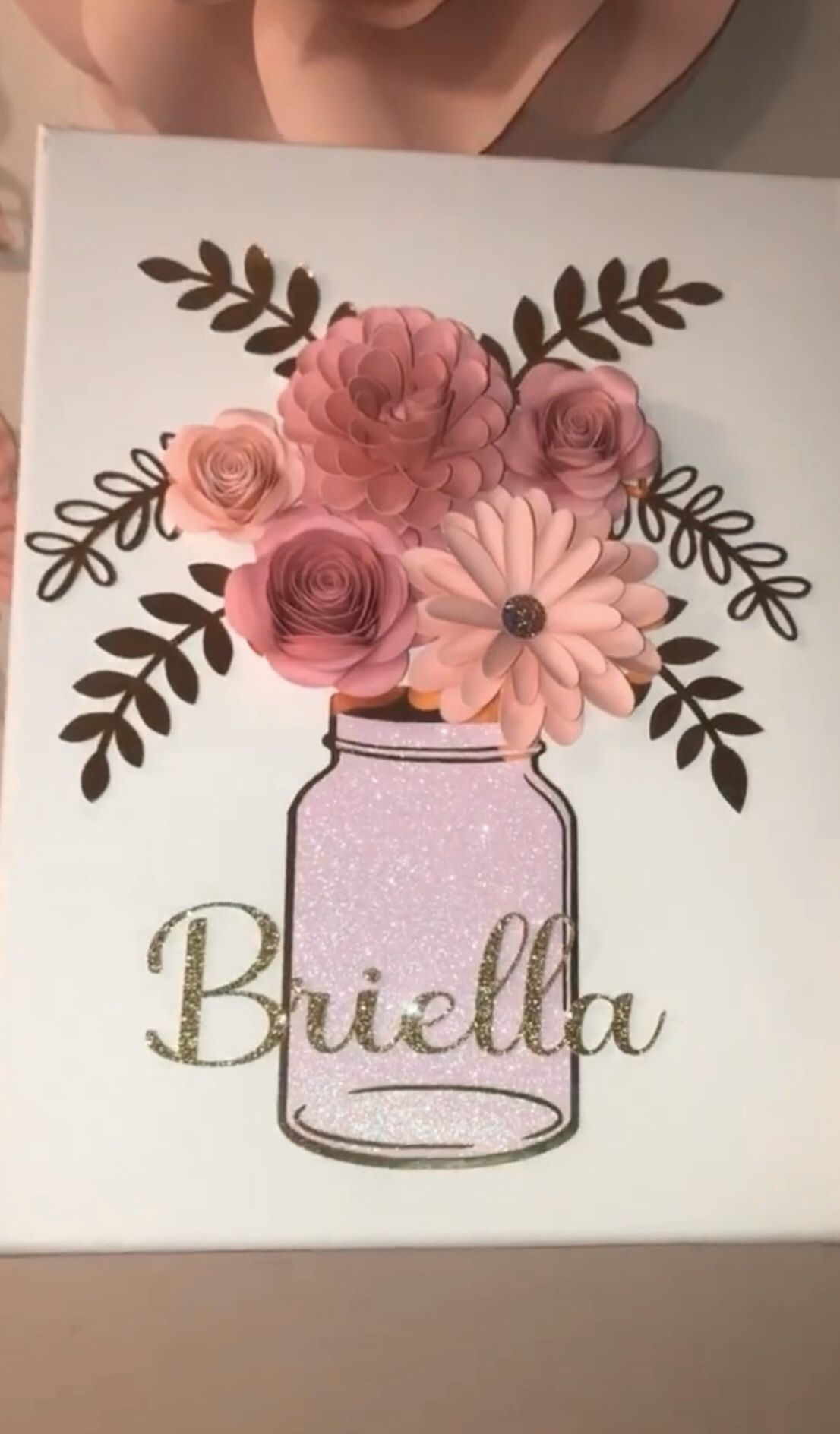 Mason jar with paper roses