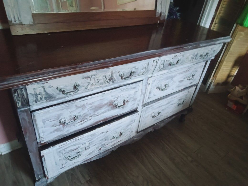 Antique Dresser And Mirror