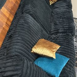 Black Plush Oversized sectional
