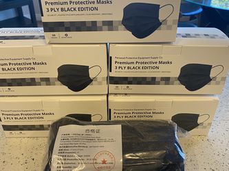 50 Pack 3-PLY Black Face Mask