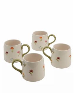 Haven stoneware floral Mug - set of 4