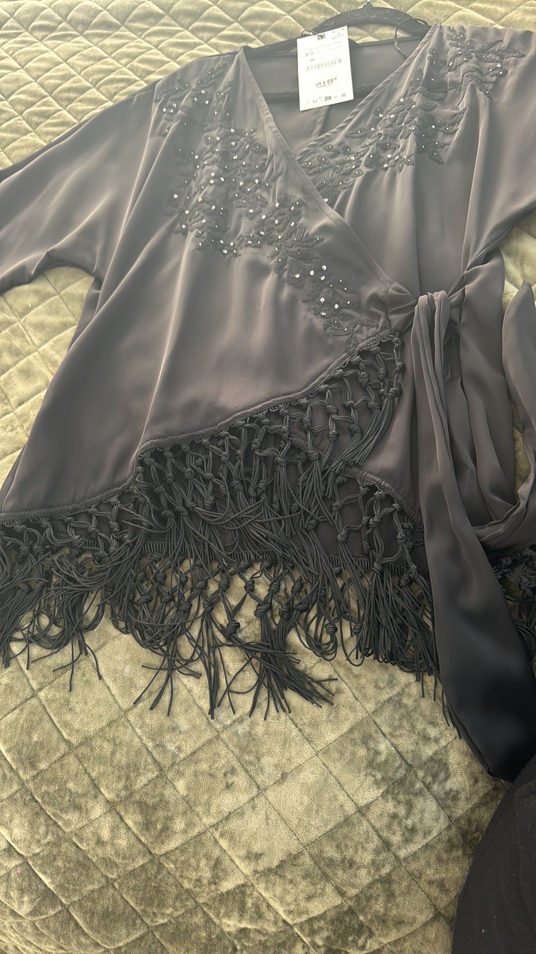 Zara Black Kimono Blouse