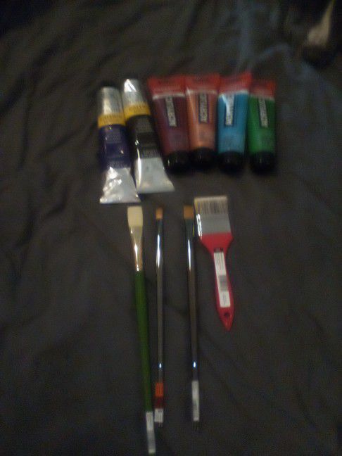 Acrylic Paint And Brushes