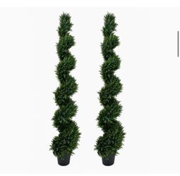 6FT Artificial Boxwood Spiral Topiary Tree for Outdoor & Indoor Decor – Faux UV Resistant Tall Front Door Plant in Pot, Realistic Artificial Topiary T