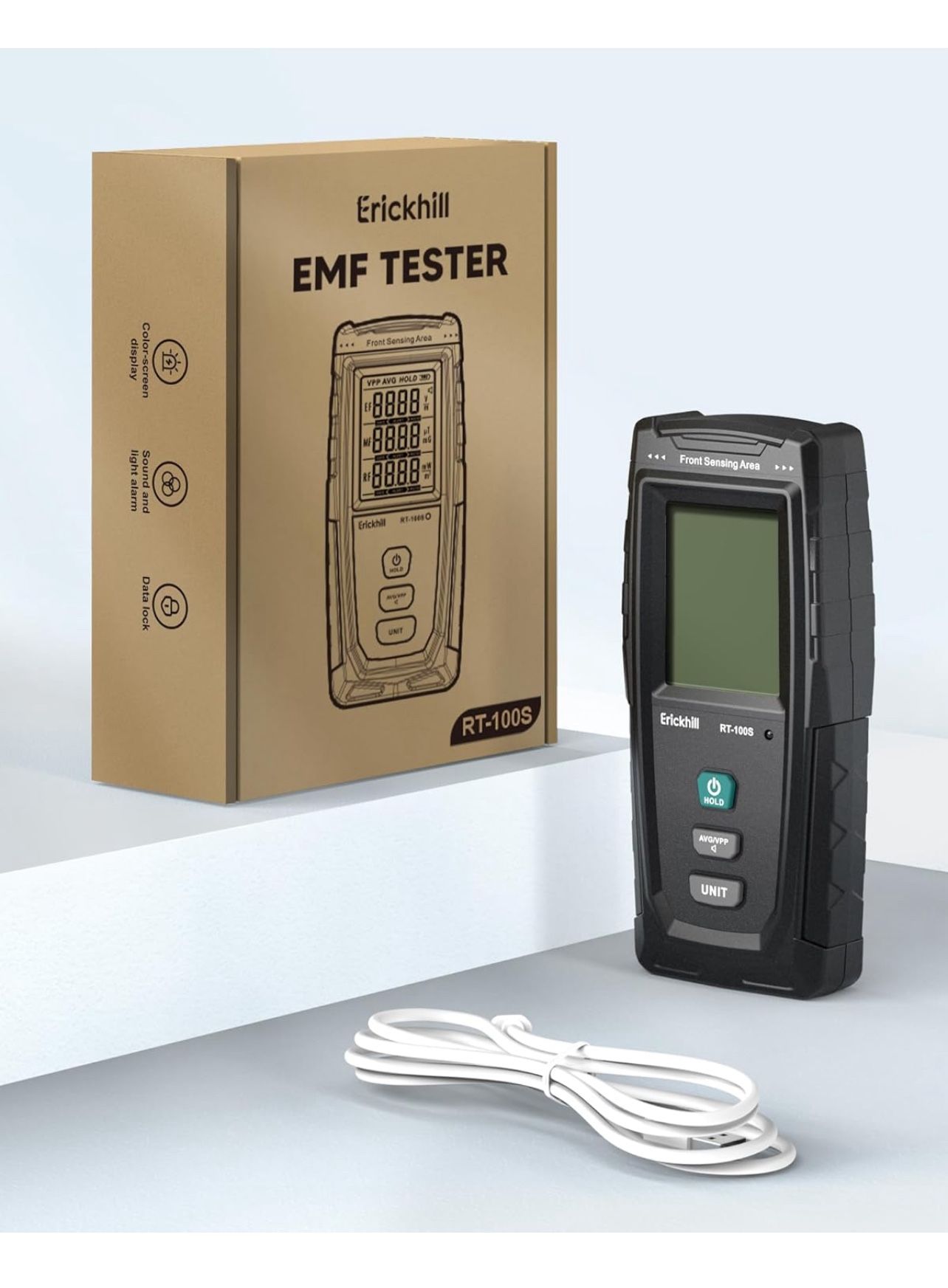 ERICKHILL 3 in 1 EMF Detector, Electromagnetic Field Radiation Detector for EF, RF, MF, WiFi,5G Signal,Triple Alarm Modes, Type-C Charging, EMF Meter