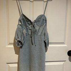 off shoulder jean dress