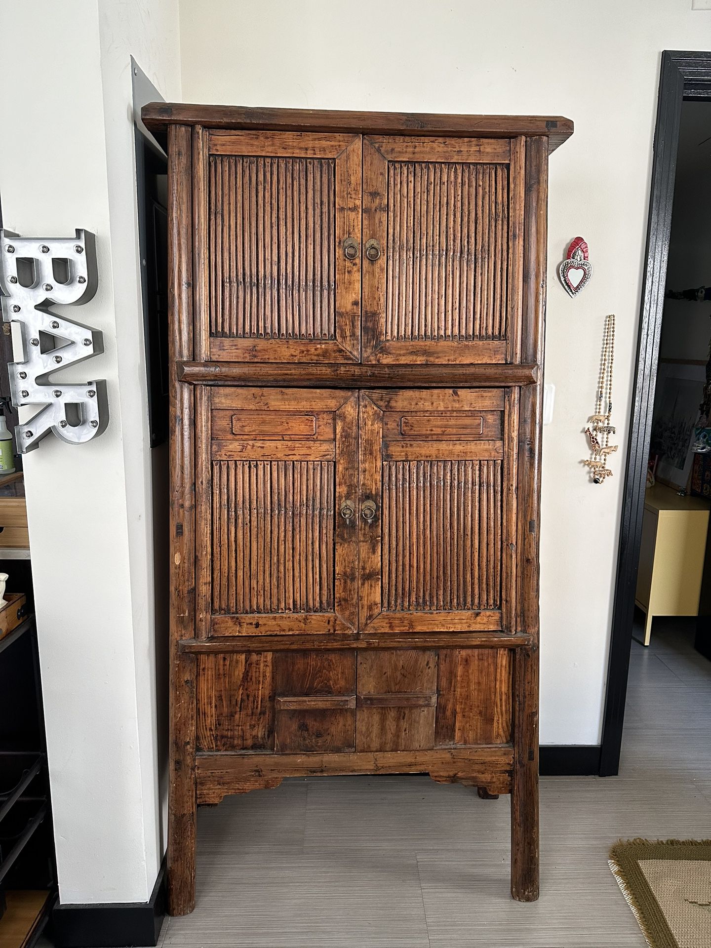 Antique Chinese 76” tall Ming Style Cabinet