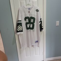 • Vintage 00s Reebok NFL New York Jets Curtis Martin White Screen Print Football Jersey