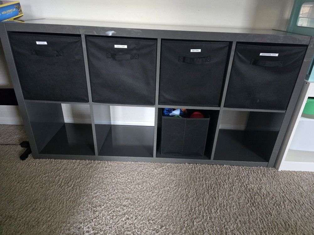 Ikea Gray Glossy Kallax Bookshelf Unit