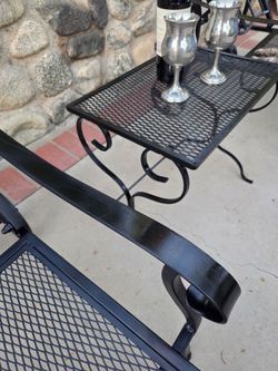 Vintage Wrought Iron mesh Lounges chairs with side table  3pcs.