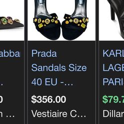 Prada black suede ankle-strap sandals with gold-tone Size 38 In New Condition Asking $180 OBO