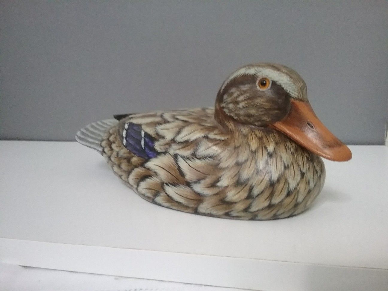 VTG Hand Carved Painted Wood Female Mallard Duck Model Decoy