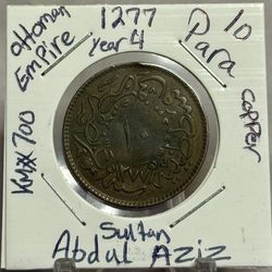 Turkey 10 Para 1864 /AH 1277 Year 4 Copper Coin Ottoman Empire