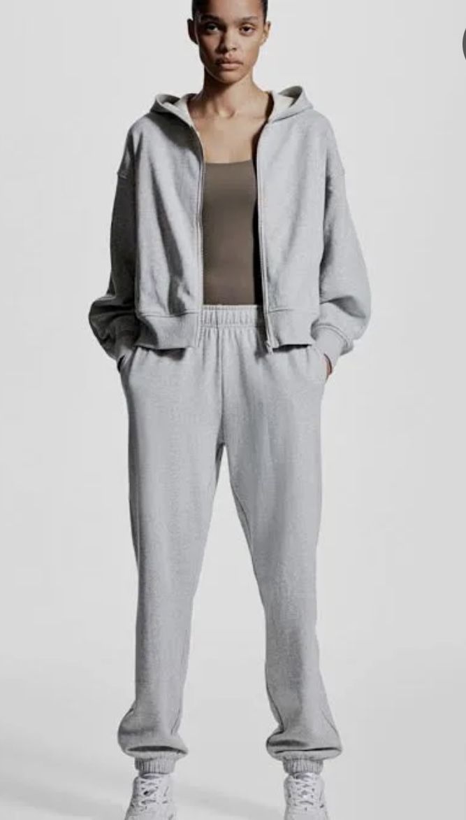 H&M Light Gray Cotton Blend Pull On Drawstrings Joggers with Pockets, size S