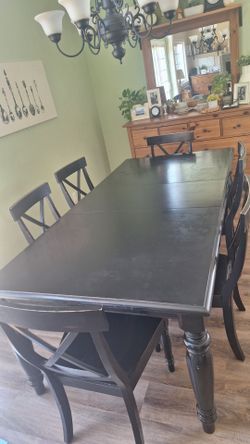Black all solid wood dining set