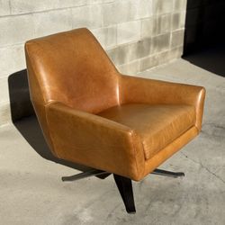 West Elm Leather Lucas Swivel Chair