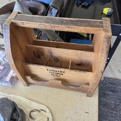 Vintage Esquire Footman Deluxe Shoe Shine Box, Wood Shoe Shine Caddy
