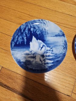 6 mother's day blue plates