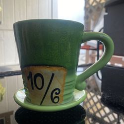 Disney Parks Alice in Wonderland Mad Hatter Coffee Mug Green Tea Cup