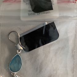 Blue Chalcedony & Silver Earrings 