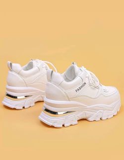 Women's Platform Sneakers, Versatile & Slimming Spring/Autumn Shoes For Petite, Fashion Glitter Decor Low-Top Lace-Up Casual Shoes