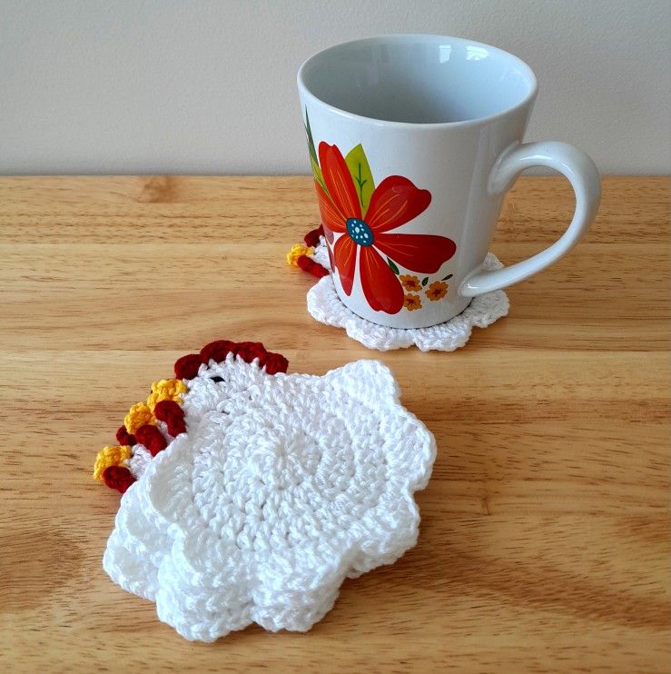 Handmade Crochet Chicken Coasters