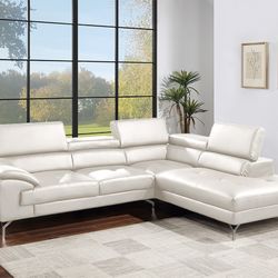Brand New White Leather Modern Style Sectional Sofa 