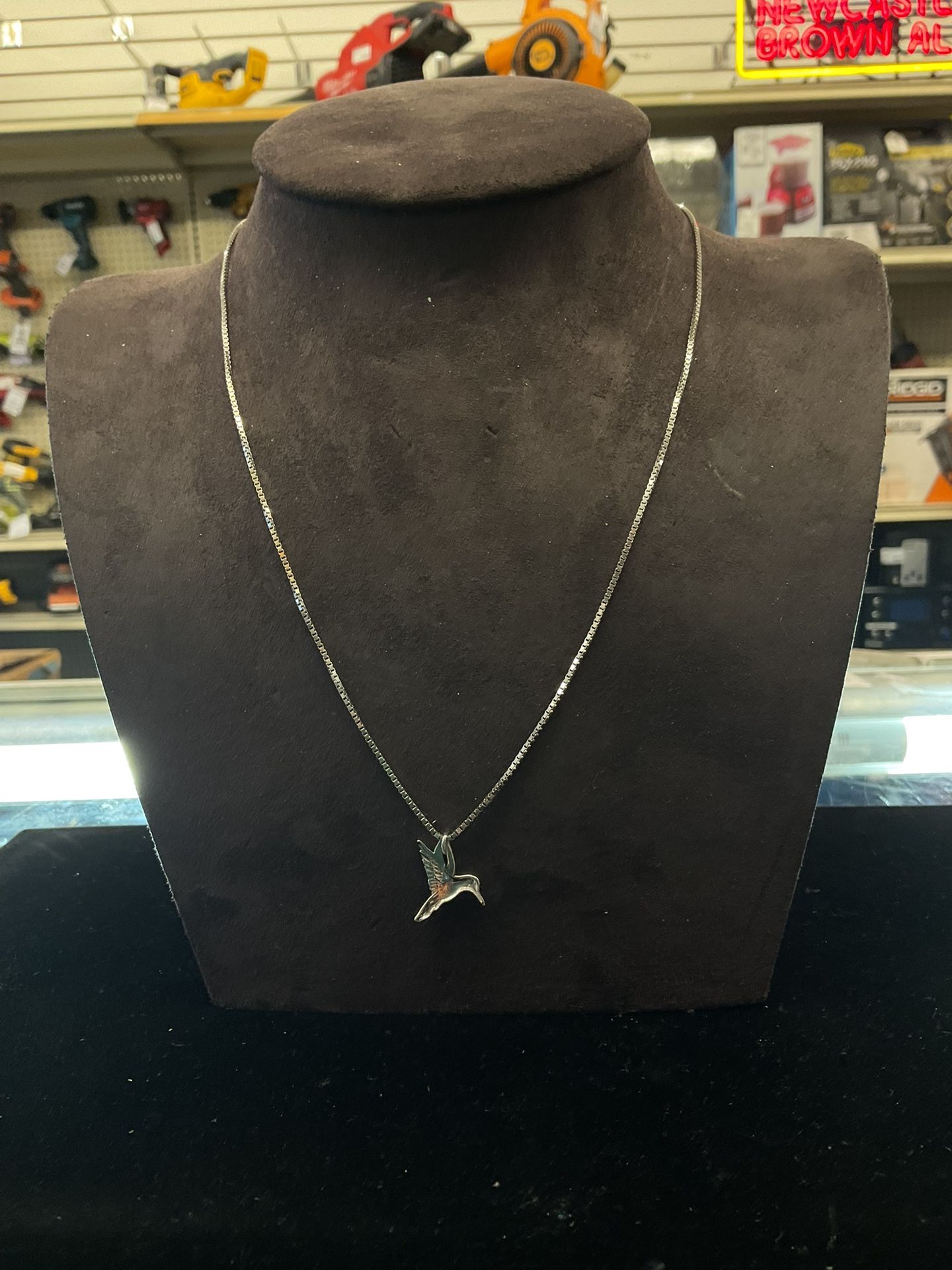 14KT Box Chain With hummingbird Pendant 38991-1