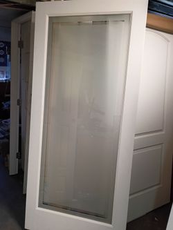 36x80 frozen glass with 2 clear lineas round the glass,no frame