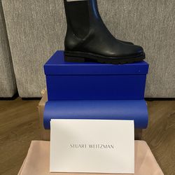 Stuart Weitzman Dylan Chelsea Bootie Boots Black Smooth Calf Leather S6797 Women Size 6 
