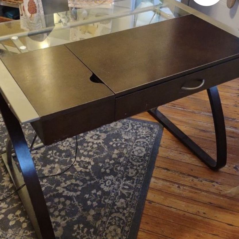 Glass Wood Like Office Desk
