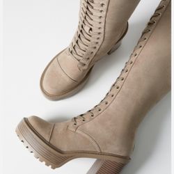 JustFab Kitt Heeled Boots for Women - Women's Black Boots, Faux Suede Platform Boots, Knee High Boots for Women, Womens Boots & Booties - Casual Boots