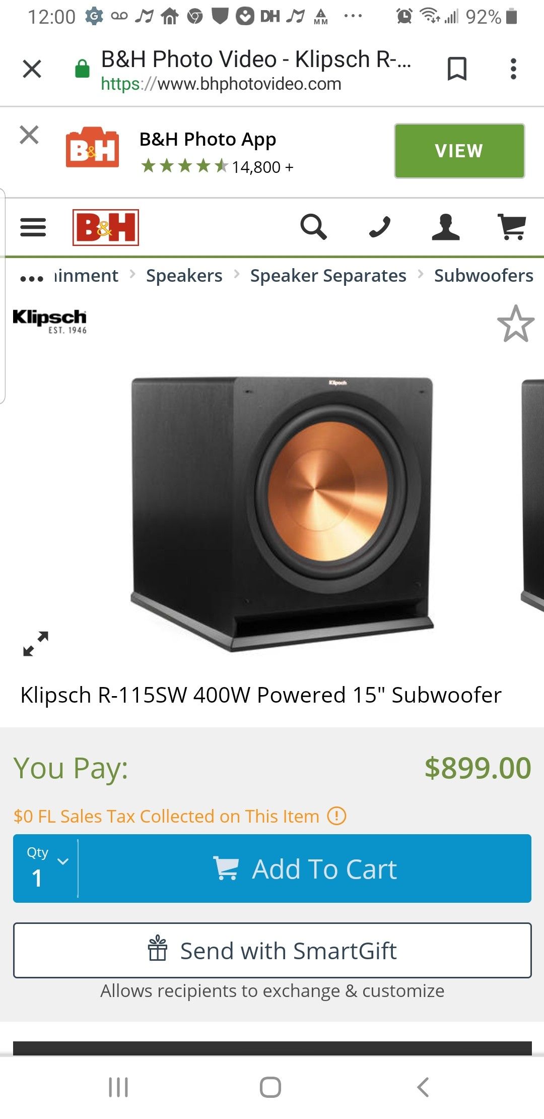 Klipsch 15 subwoofer