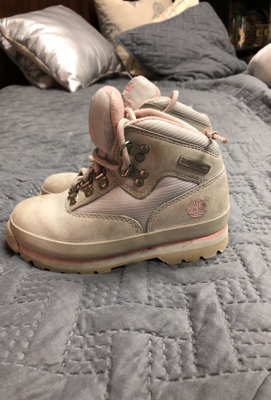 Pink and grey girl size 10 timberland boots