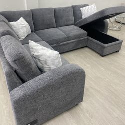 Coddle Aria Sleeper Sectional Couch with Chaise and Storage