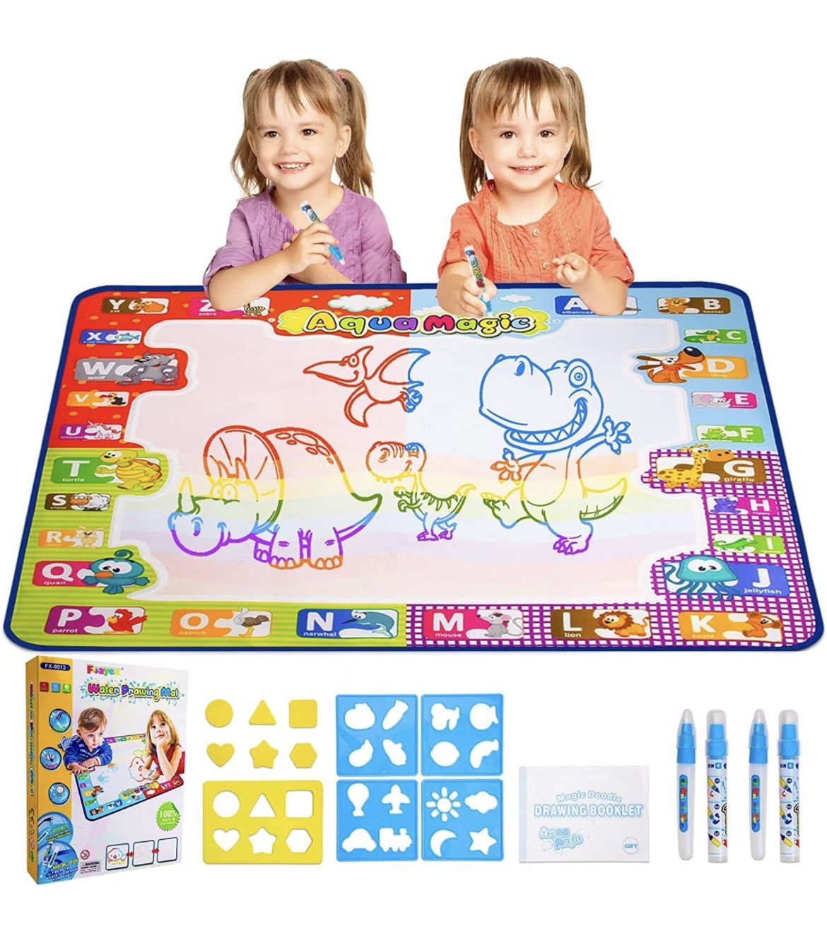 Water Drawing Mat, Magic Doodle Aqua Mat for Painting Coloring & Mess Free, Arts and Crafts for Toddlers, Birthday Gifts for 3 4 5+ Year Old Girls Boy