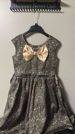 Gold & Brown Fluffy Dress