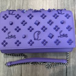 christian louboutin paloma lavender clutch