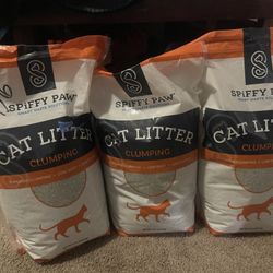 Spiffy Paw Cat Litter Clumping 15lbs - 3 bags - New 