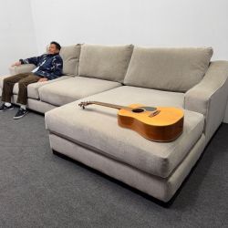 Lodge Oversized Sectional Couch with Right Chaise (Fog Gray / Beige) *Very Clean* HUGE! ❌1.5k OFF❌