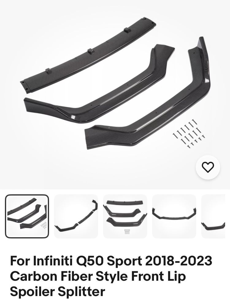 Carbon Fiber Style Front Lip Spoiler Splitter For 2018 - 2023 Infinity Q50 Sport