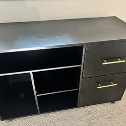 Black Office Shelf with File Cabinet