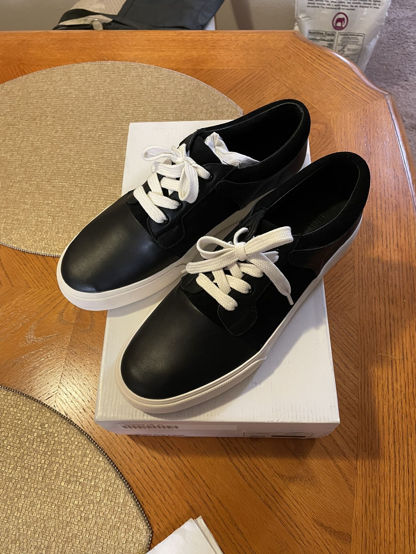 BOLDSTAR* Low Top Black Mens Sz 10 Sneakers Shoes Leather /Suede