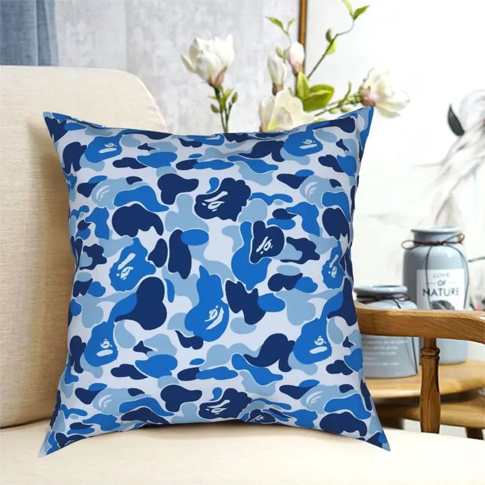 A Bathing Ape BAPE Blue Camo Pillow Case Cover - 45cm X 45cm