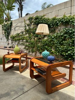 Vintage MCM Solid Oak end tables