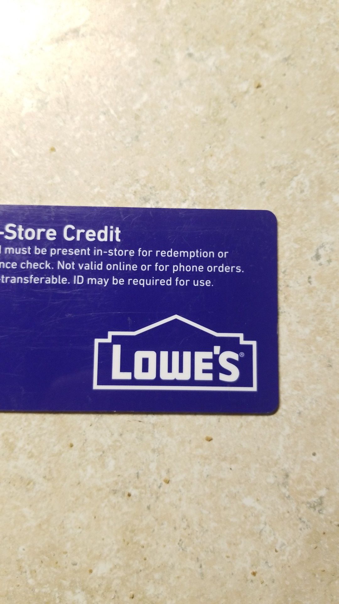 Lowe's in store credit card with $271 balance