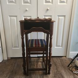 Antique Small Accent Table Plus Small Chair