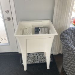 New Slop Sink With New Fixtures And Plumbing Hoses And P-trap 